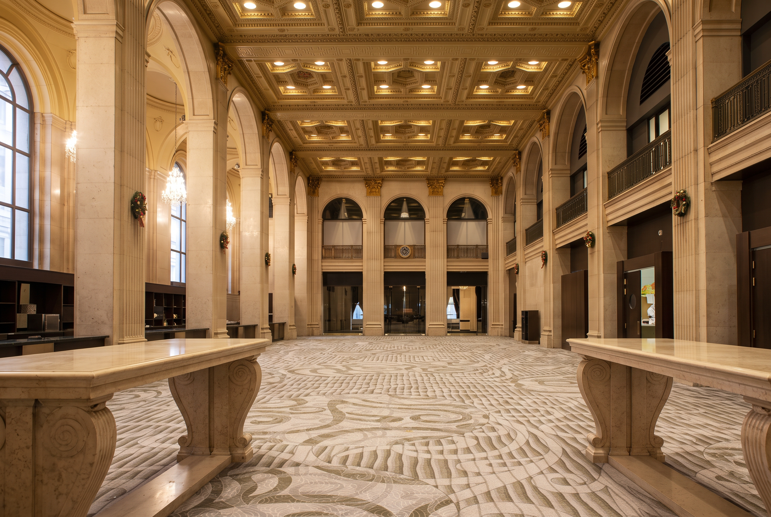 Vaulted architectural ceiling